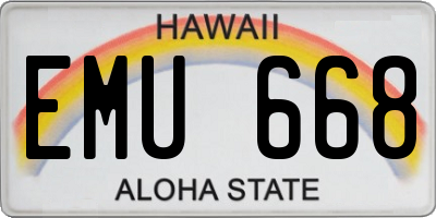 HI license plate EMU668