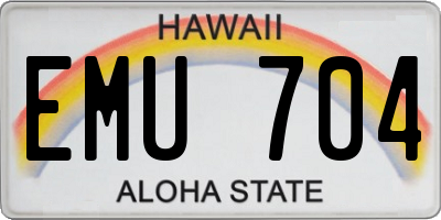 HI license plate EMU704