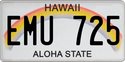 HI license plate EMU725