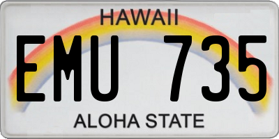 HI license plate EMU735