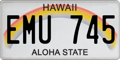 HI license plate EMU745