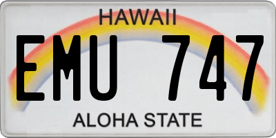 HI license plate EMU747
