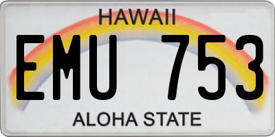 HI license plate EMU753
