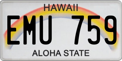 HI license plate EMU759