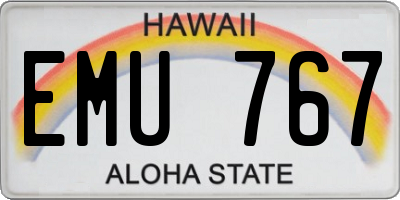 HI license plate EMU767