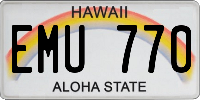 HI license plate EMU770