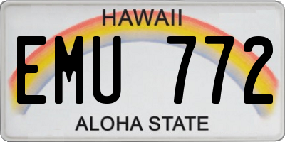 HI license plate EMU772