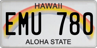 HI license plate EMU780