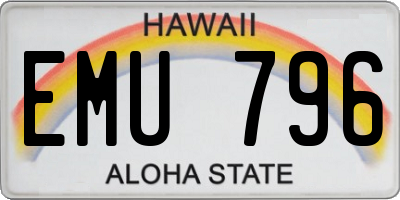 HI license plate EMU796