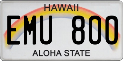 HI license plate EMU800