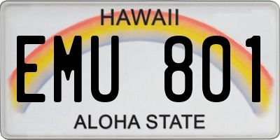 HI license plate EMU801