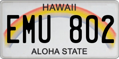 HI license plate EMU802