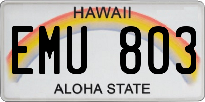 HI license plate EMU803