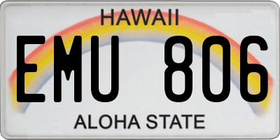 HI license plate EMU806
