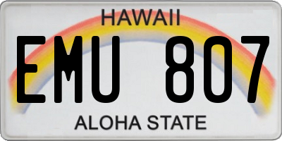 HI license plate EMU807