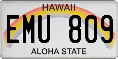 HI license plate EMU809