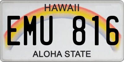 HI license plate EMU816