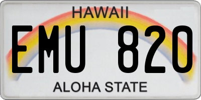 HI license plate EMU820