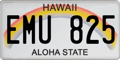 HI license plate EMU825