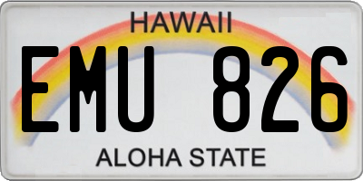 HI license plate EMU826