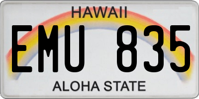 HI license plate EMU835