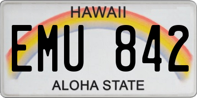 HI license plate EMU842