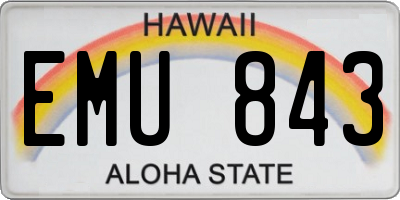HI license plate EMU843