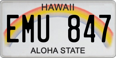 HI license plate EMU847
