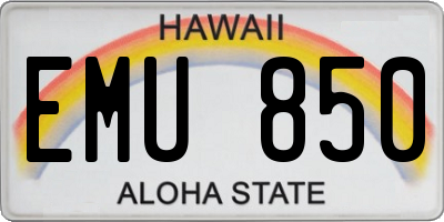 HI license plate EMU850