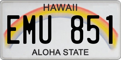 HI license plate EMU851
