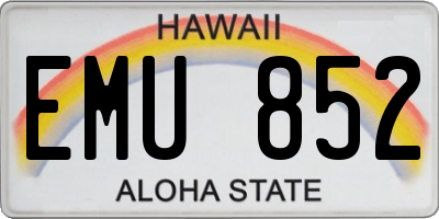 HI license plate EMU852