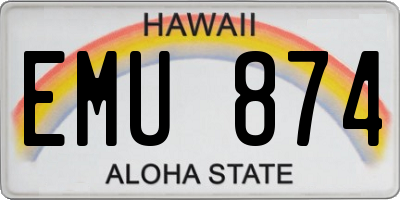 HI license plate EMU874