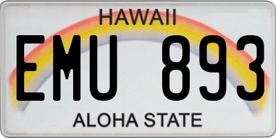 HI license plate EMU893