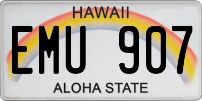 HI license plate EMU907