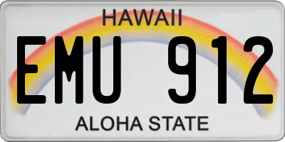 HI license plate EMU912