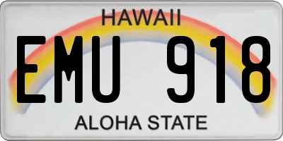 HI license plate EMU918