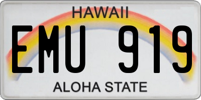 HI license plate EMU919