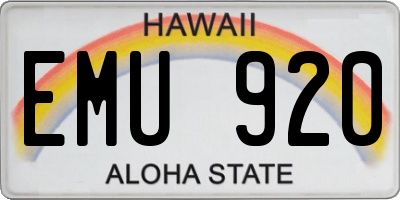 HI license plate EMU920
