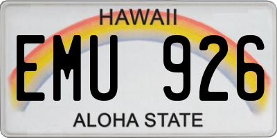 HI license plate EMU926