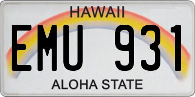 HI license plate EMU931