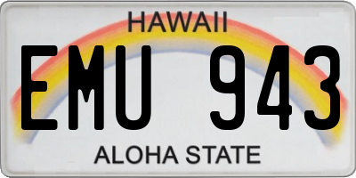 HI license plate EMU943
