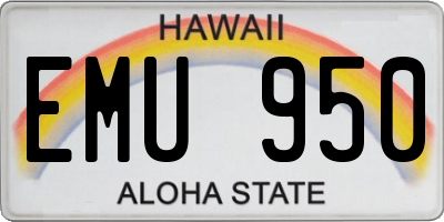HI license plate EMU950