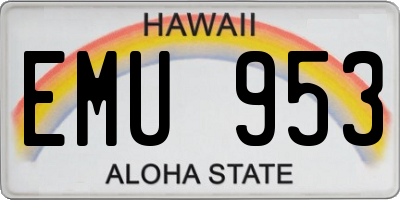 HI license plate EMU953