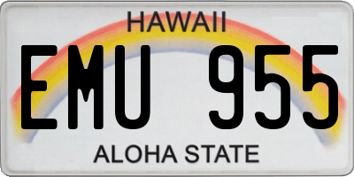 HI license plate EMU955
