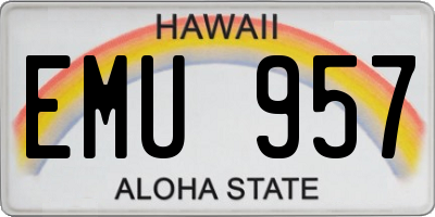 HI license plate EMU957