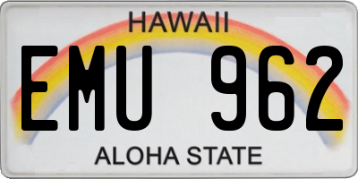 HI license plate EMU962