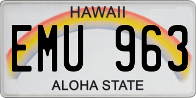 HI license plate EMU963
