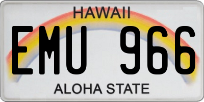 HI license plate EMU966