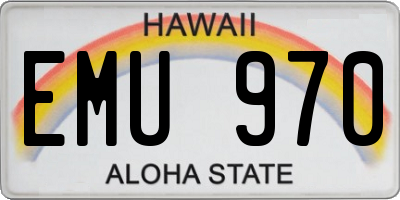 HI license plate EMU970