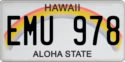 HI license plate EMU978